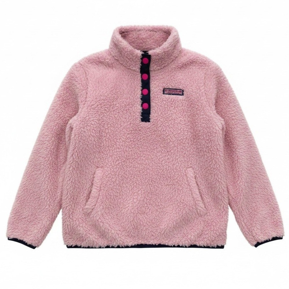 Vineyard Vines Fleece Pullover Kids Size S 7-8 Pink Sherpa Quarter Snap Jacket